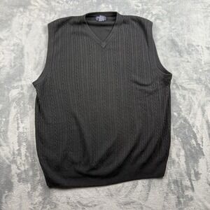 Dockers Sweater Vest Sleeveless Knitwear Cable Knit Black V-neck Acrylic XL